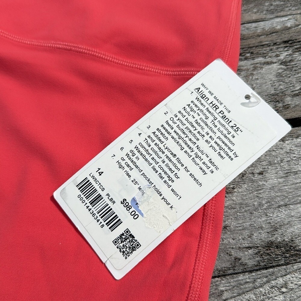 Lululemon Align High-Rise Pant 25"‎ Pale Raspberry pink size 14 NWT LEGGINGS - Picture 3 of 7